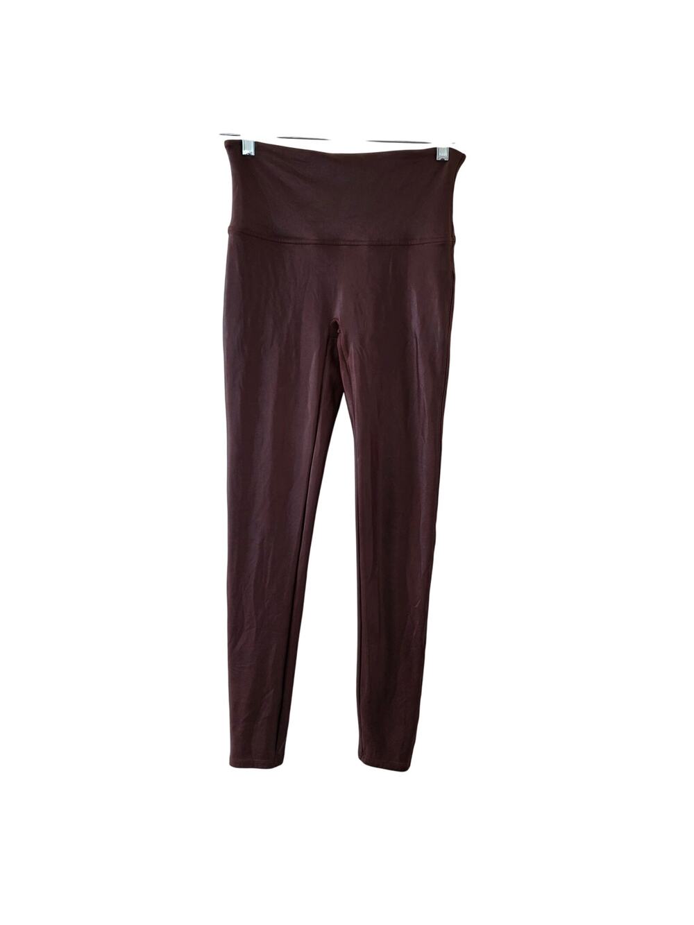 SPANX Brown Faux Leather Leggings High Waist Size L Shapewear Pants Nylon Blend